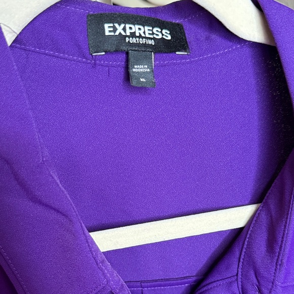 Express Royal Purple Portofino Button-Up Blouse - Picture 2 of 3